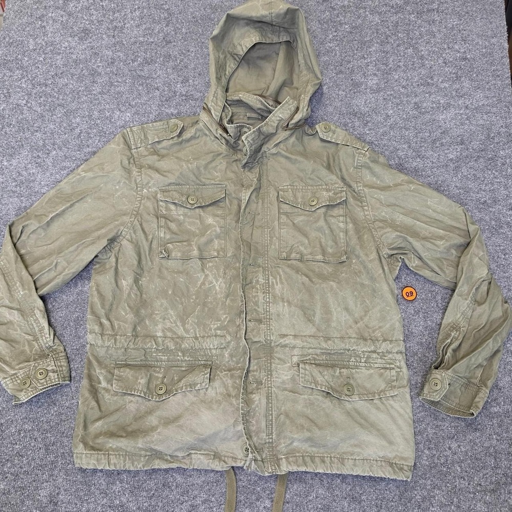 Old Navy olive green military style jacket with storable hood Size XXL